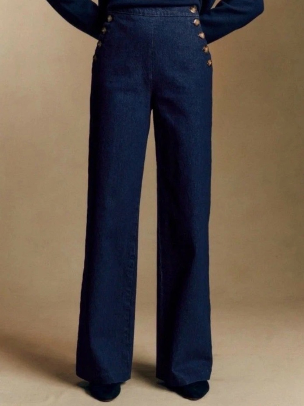 Women's High-Waist Wide-Leg Pants in Deep Navy